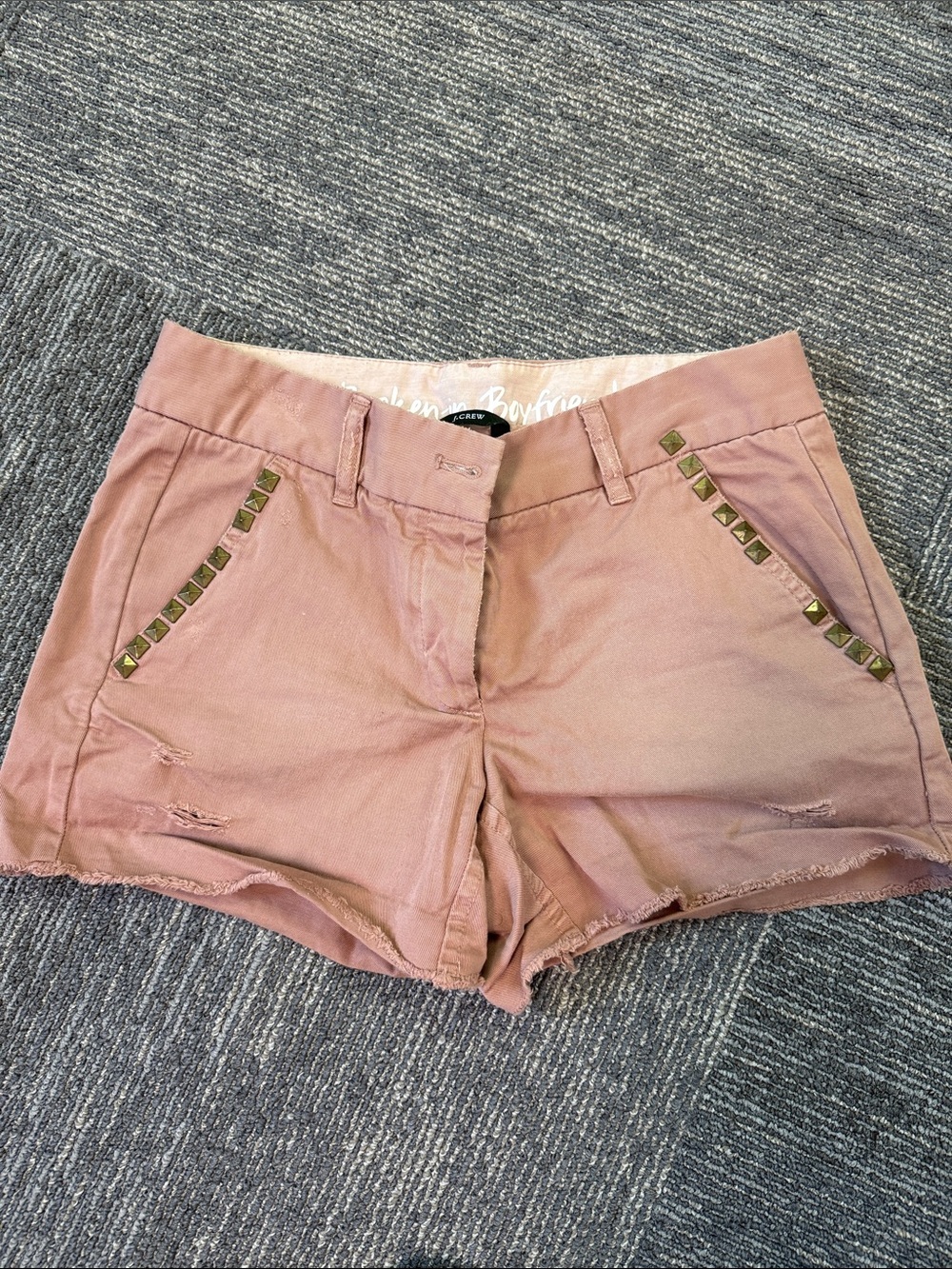 J. Crew vintage Rose Pink Studded Cotton Boyfriend Shorts